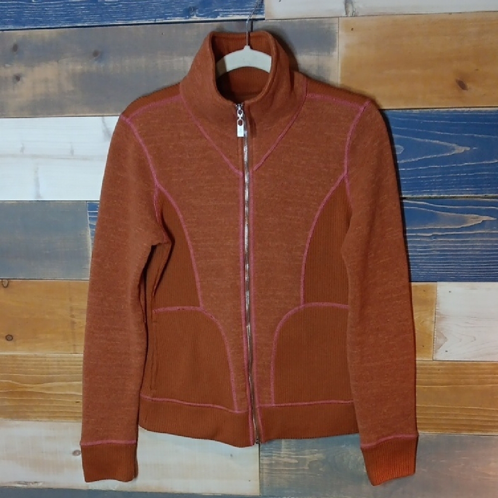 Prana Sweater M Zip-up Pink And Burnt Orange